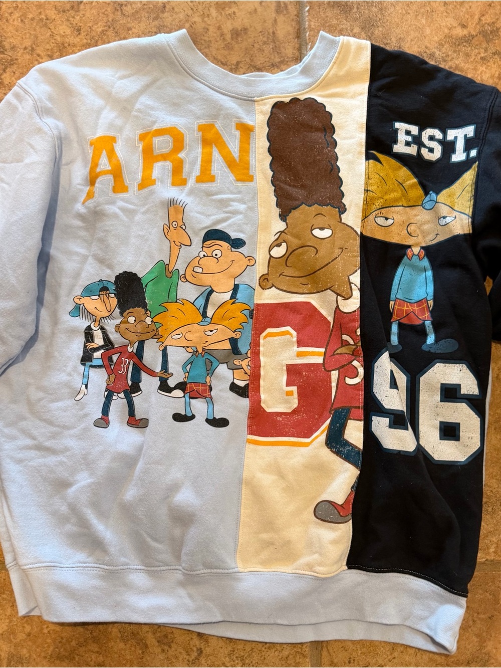 Nickelodeon Hey Arnold! Multicolor Panel Kids Sweatshirt